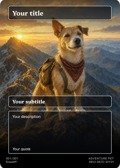 Adventure Pet trading card, front