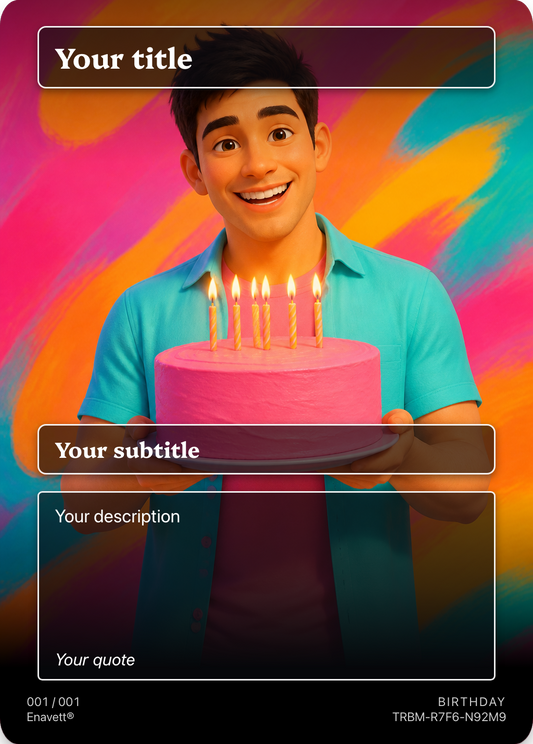 Birthday trading card, front
