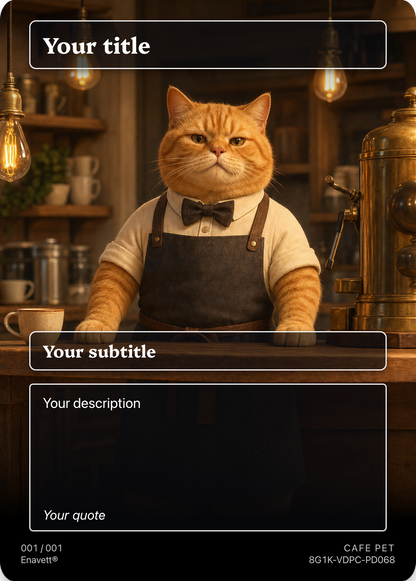 Cafe Pet trading card, front