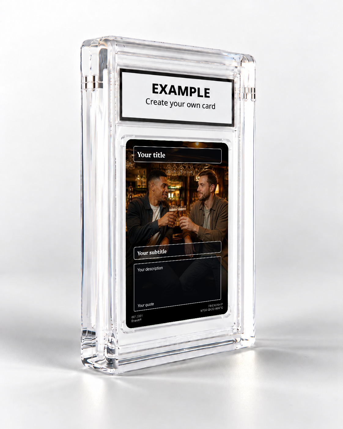Friendship trading card in its display case