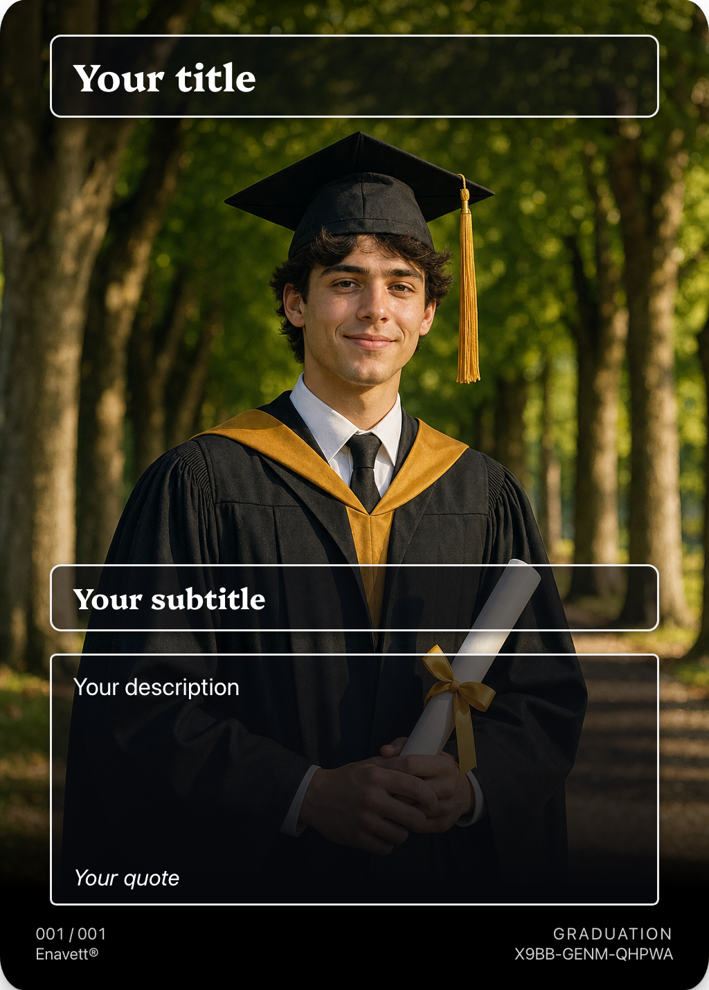 Graduation trading card, front