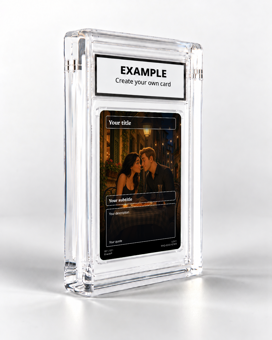 Love trading card in its display case