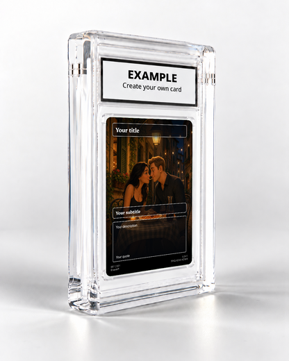 Love trading card in its display case
