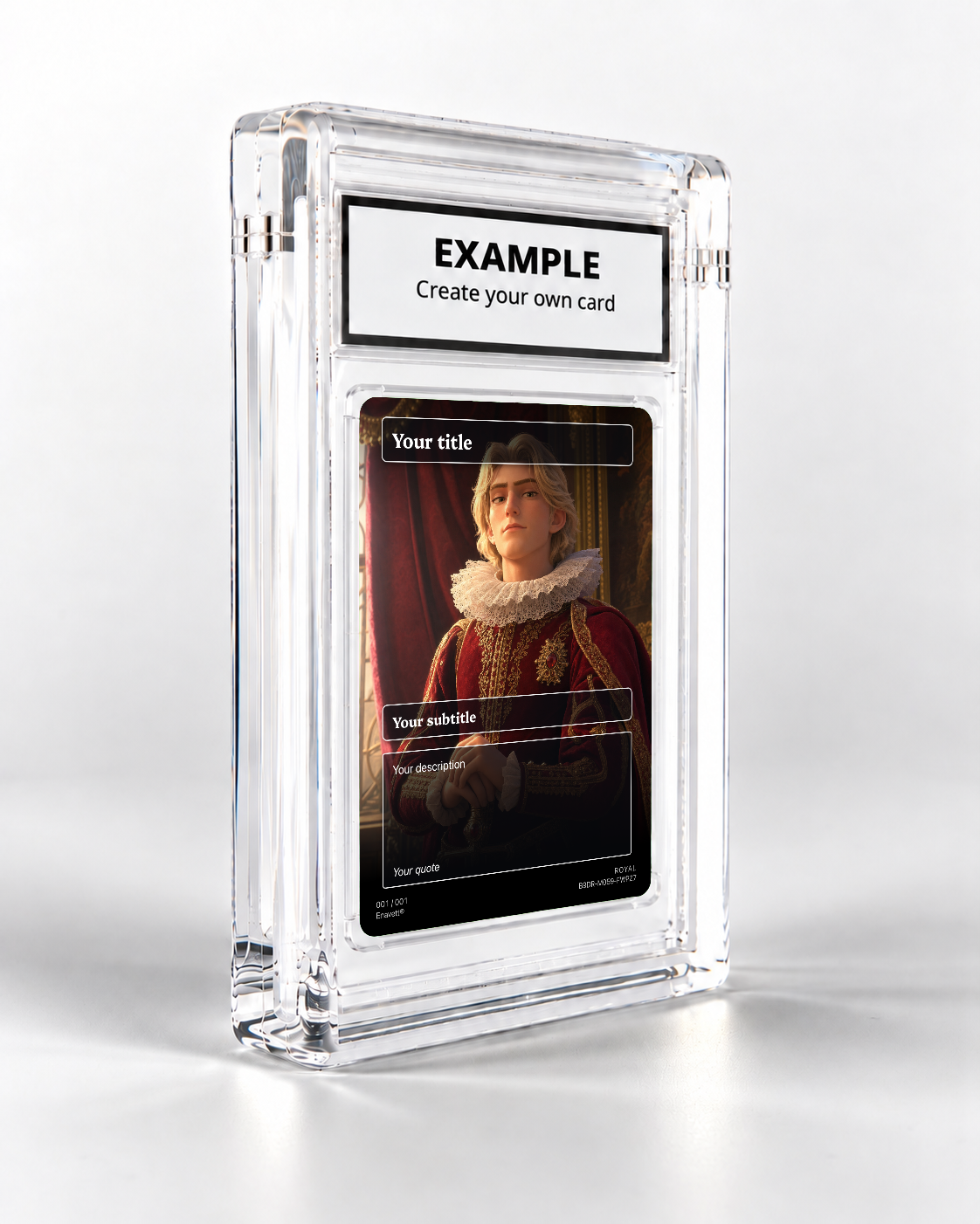 Royal trading card in its display case