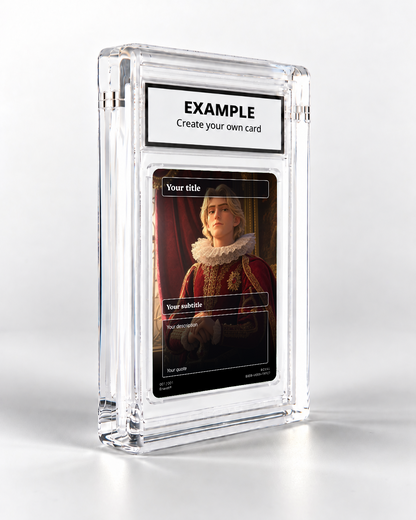 Royal trading card in its display case