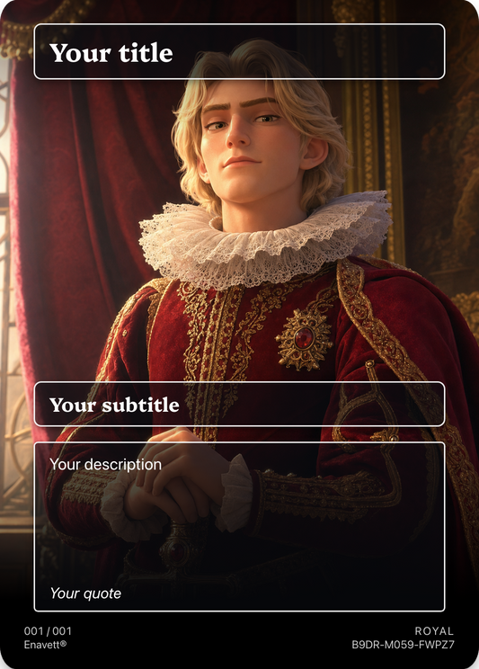 Royal trading card, front