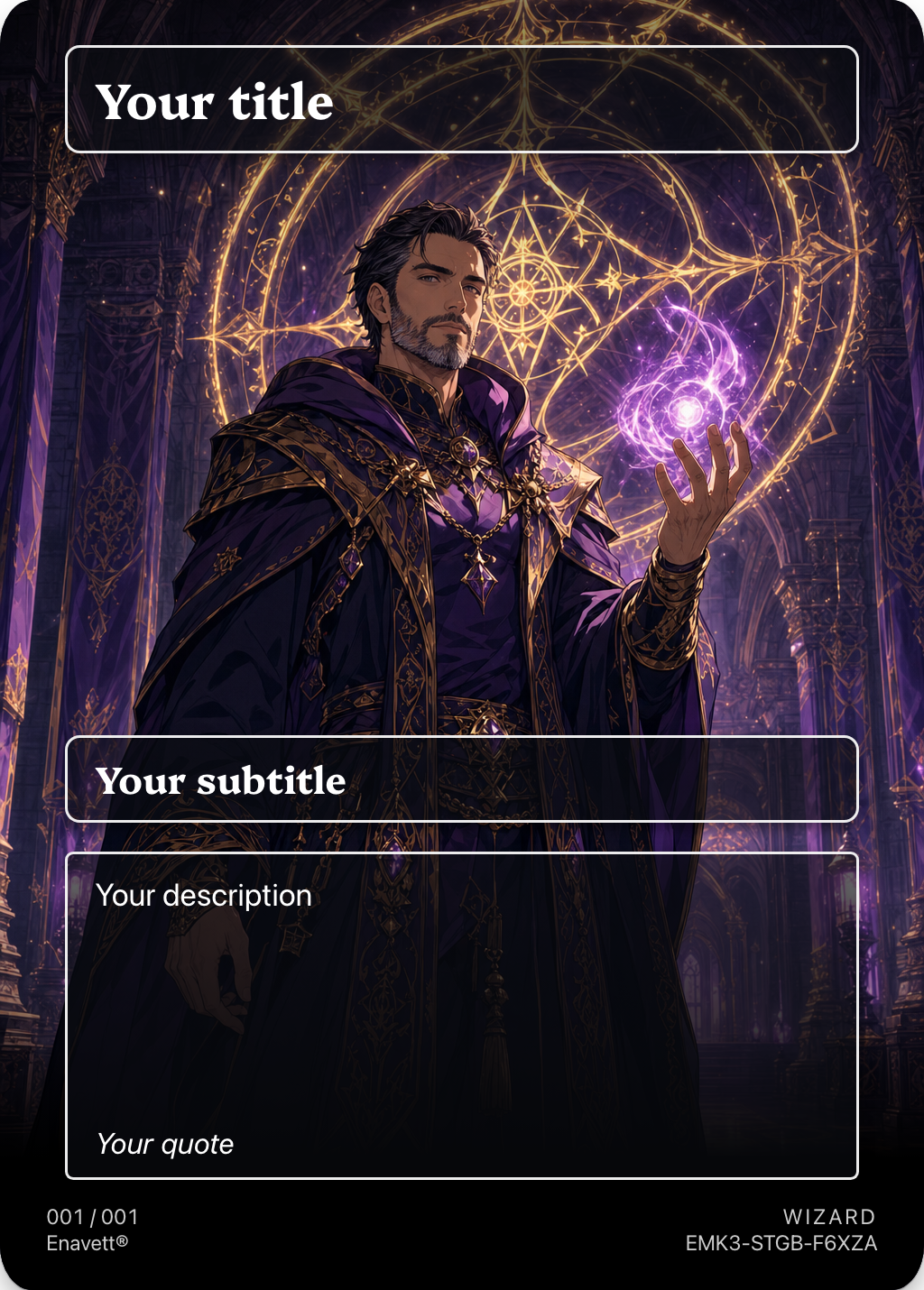 Wizard trading card, front